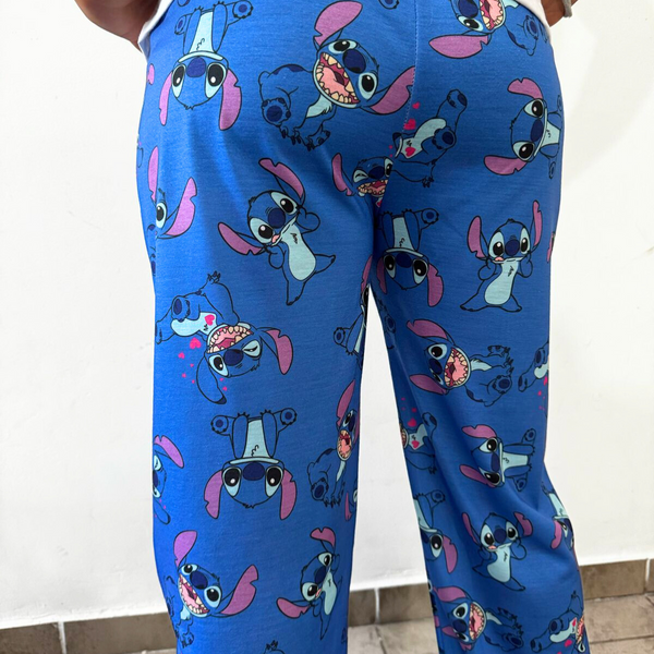 PIJAMA STITCH 3x1 - Pantalon + remera + pantuflas