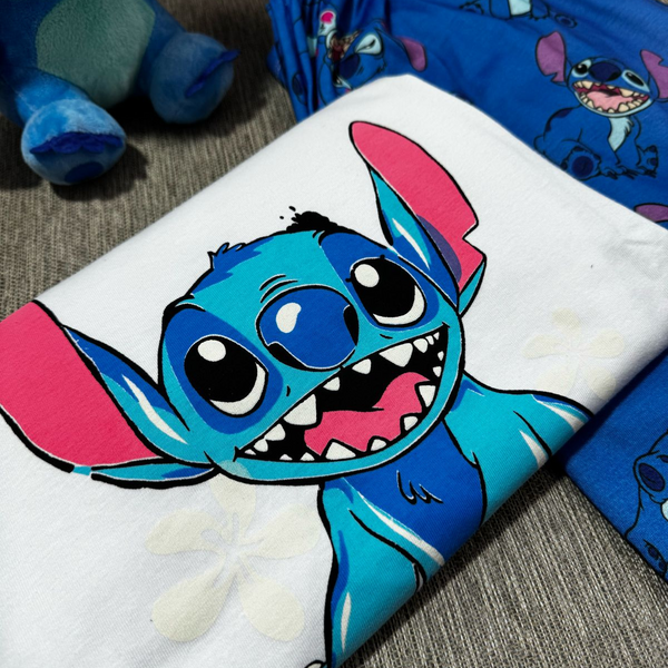 PIJAMA STITCH 3x1 - Pantalon + remera + pantuflas
